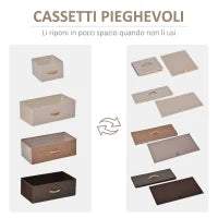 Mobile Cassettiera da Camera da Letto e Soggiorno, Cassettiera con 5 Cassetti Pieghevoli in Tessuto e Ripiano in MDF, 58x29x99cm, Multicolore
