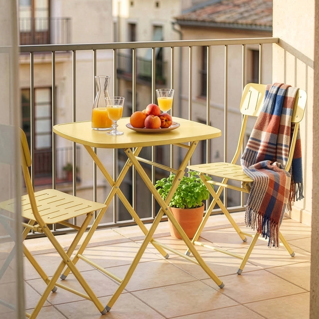 Tavolo Pieghevole Sande con Piano Quadrato - Giallo [en.casa]