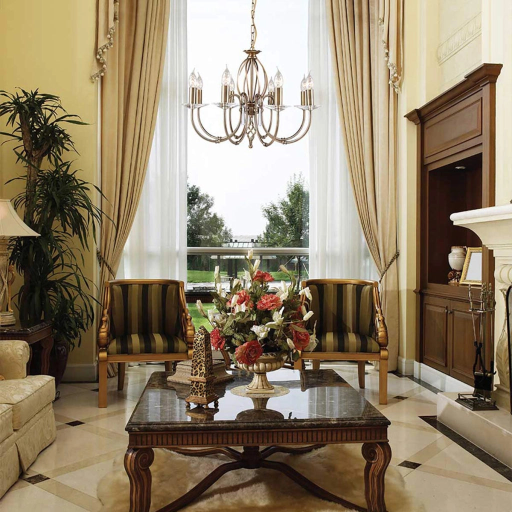 Elstead Aegean - Lampadario a 8 luci con finitura in ottone invecchiato, E14