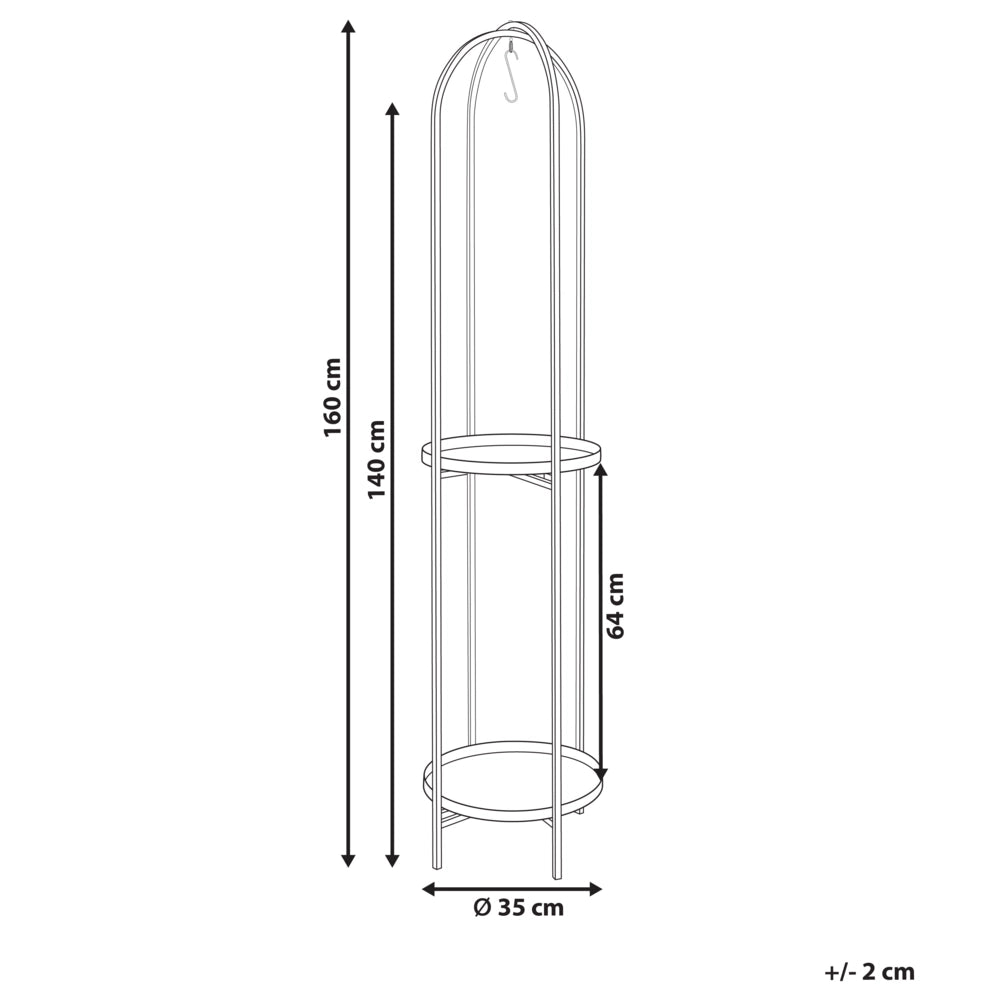 Supporto fioriere per piante rotondo in metallo nero 35 x 160 cm interno esterno