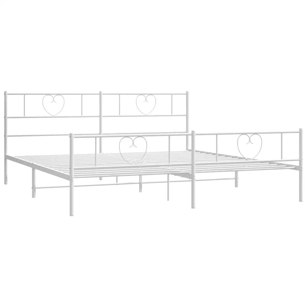 Giroletto con Testiera e Pediera Metallo Bianco 193x203 cm 355536