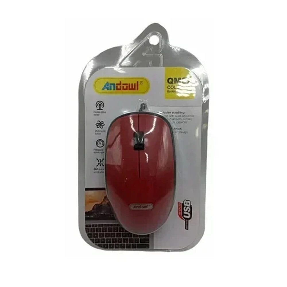 Trade Shop - Mouse Cablato Cavo Usb Qm82 Sensore Ottico Con 3 Pulsanti Per Computer Design Colorato -