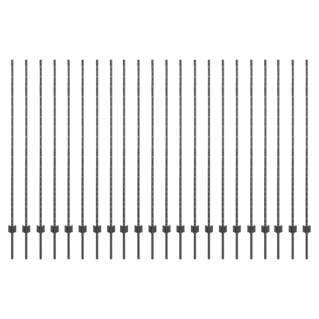 Pali per Recinzione 44 pcs U-Channel Grigio 200 cm Acciaio