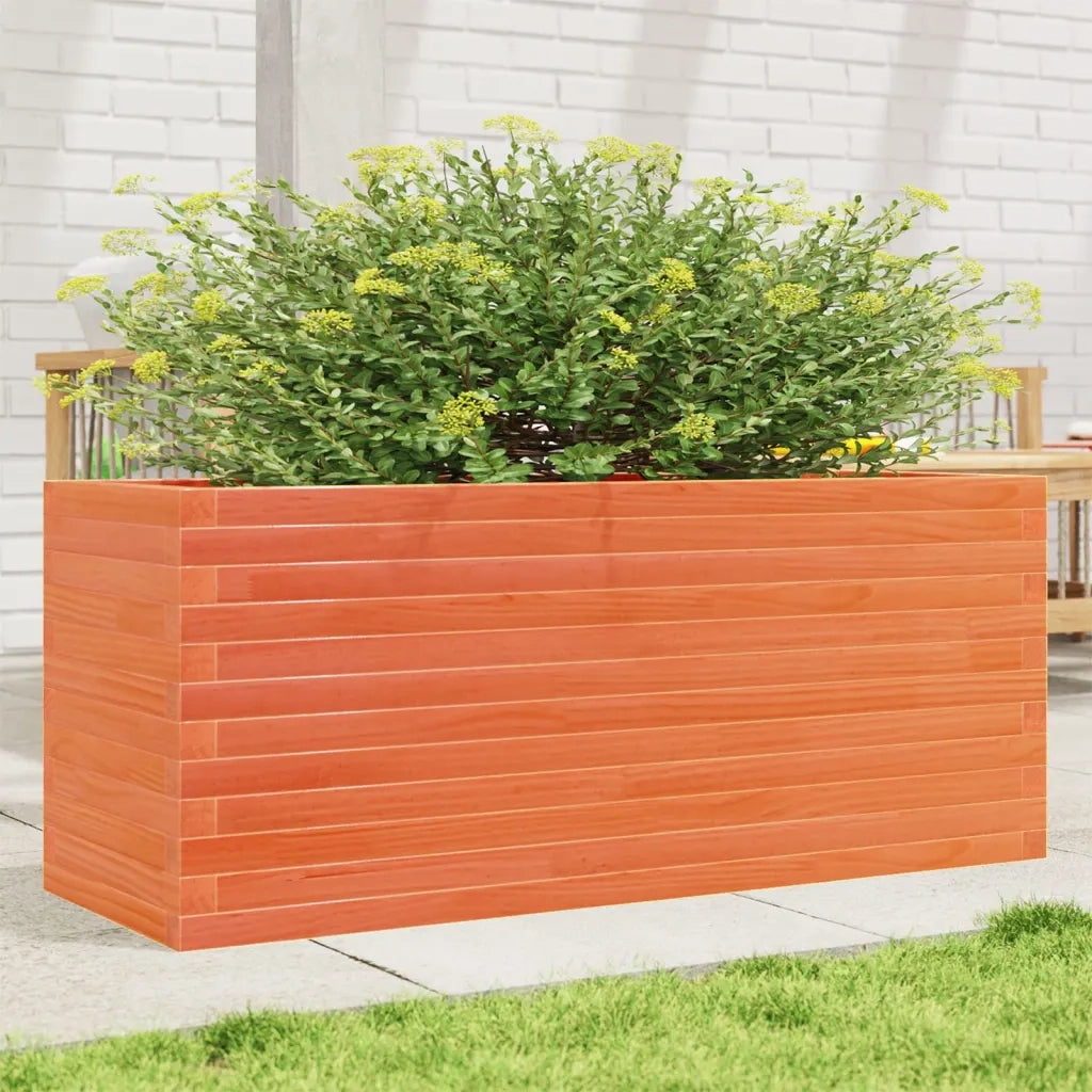 Fioriera | Cassetta per fiori | Vaso Giardino Marrone Cera 110x40x46 cm Legno Massello Pino
