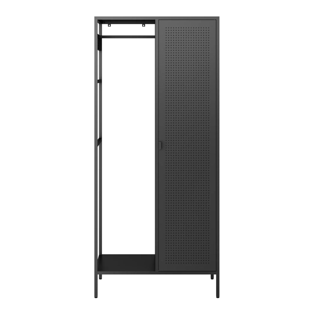 Scaffale guardaroba 180 x 80 x 45 cm mobile contenitore per camera da letto con 4 ripiani in acciaio nero 03_0008877