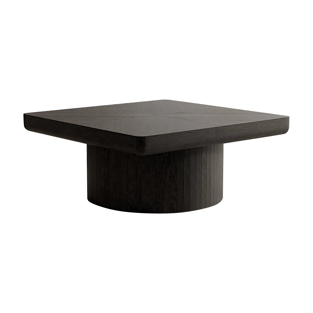 TAVOLINO DA CAFFÈ Quadrato 86,12x85,54x18,04 cm Nero Legno massello e MDF