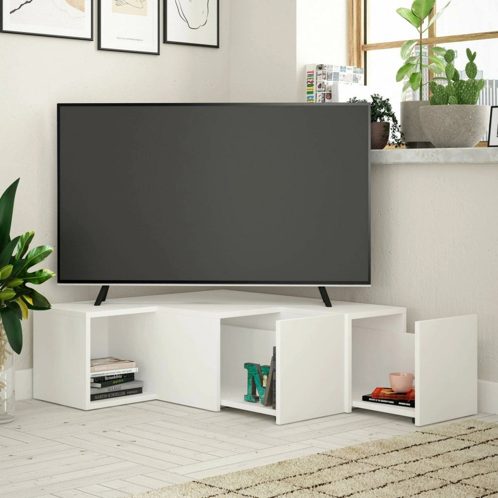 Mobile porta TV Fiorenza, Credenza da soggiorno, Armadio basso per TV, Base parete attrezzata, 90x92h32 cm, Bianco