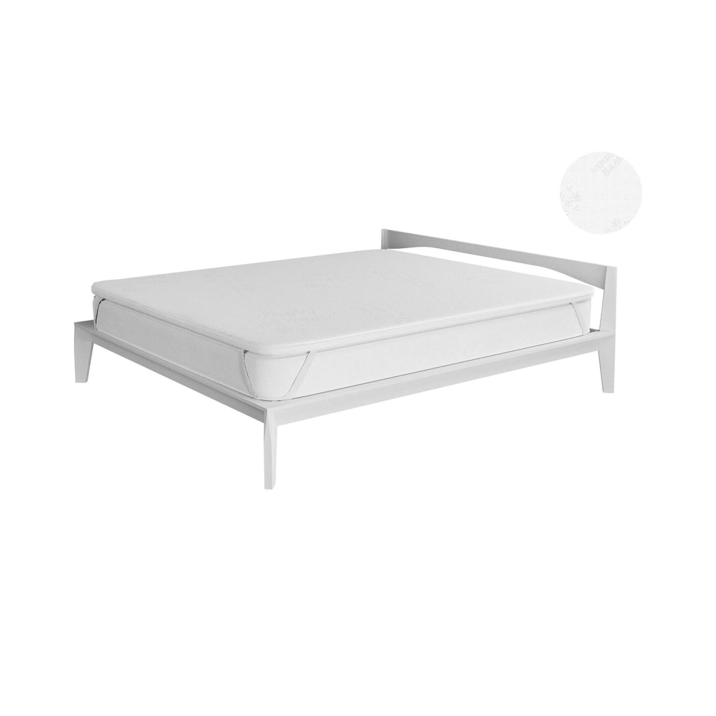 Topper Memory Con Fodera Matrimoniale 160x190 cm in Poliestere e Bamboo Bianco