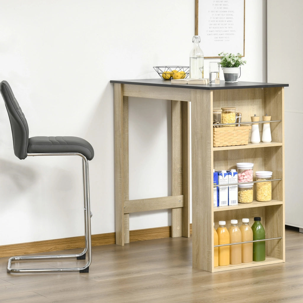 Tavolo da bar ¨C zephmum ¨C 112x57x106 cm effetto quercia chiaro nero