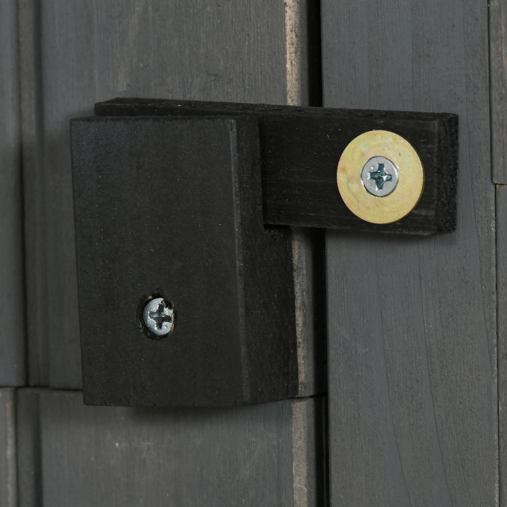 Armadio da giardino in legno con 3 ripiani removibili, tetto impermeabile e finestra, grigio, 77 × 54,2 × 179 cm