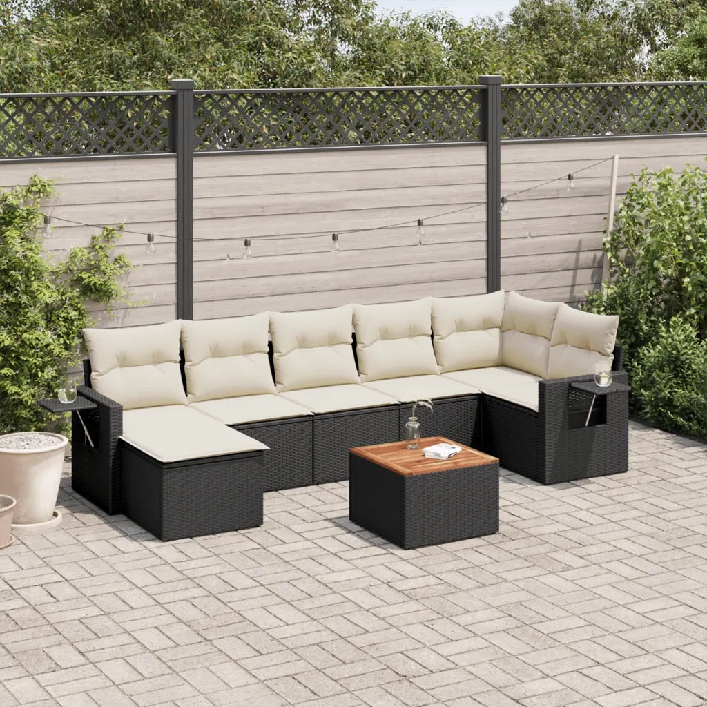 Set Divani da Giardino con Cuscini 8 pz Nero in Polyrattan 3257001