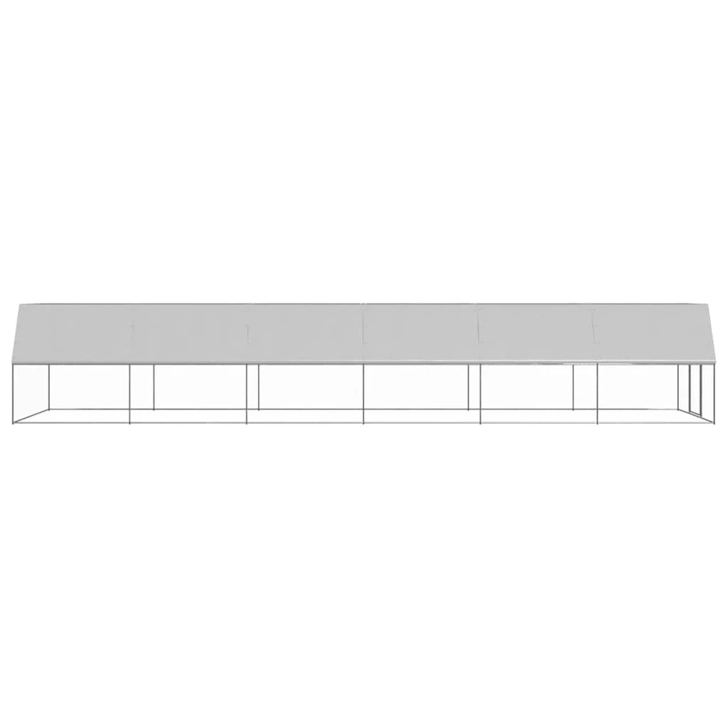 Pollaio recinto per polli da esterno 3 x 12 x 2 m acciaio zincato argento 02_0044001