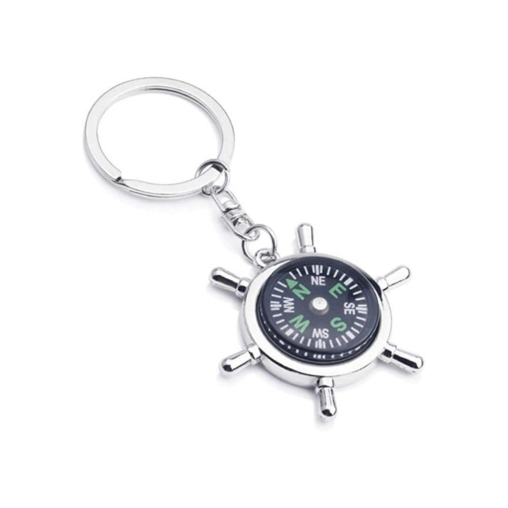 Trade Shop - Portachiave Porta Chiave Bomboniere Forma Di Timone Con Bussola Accessorio Uomo -