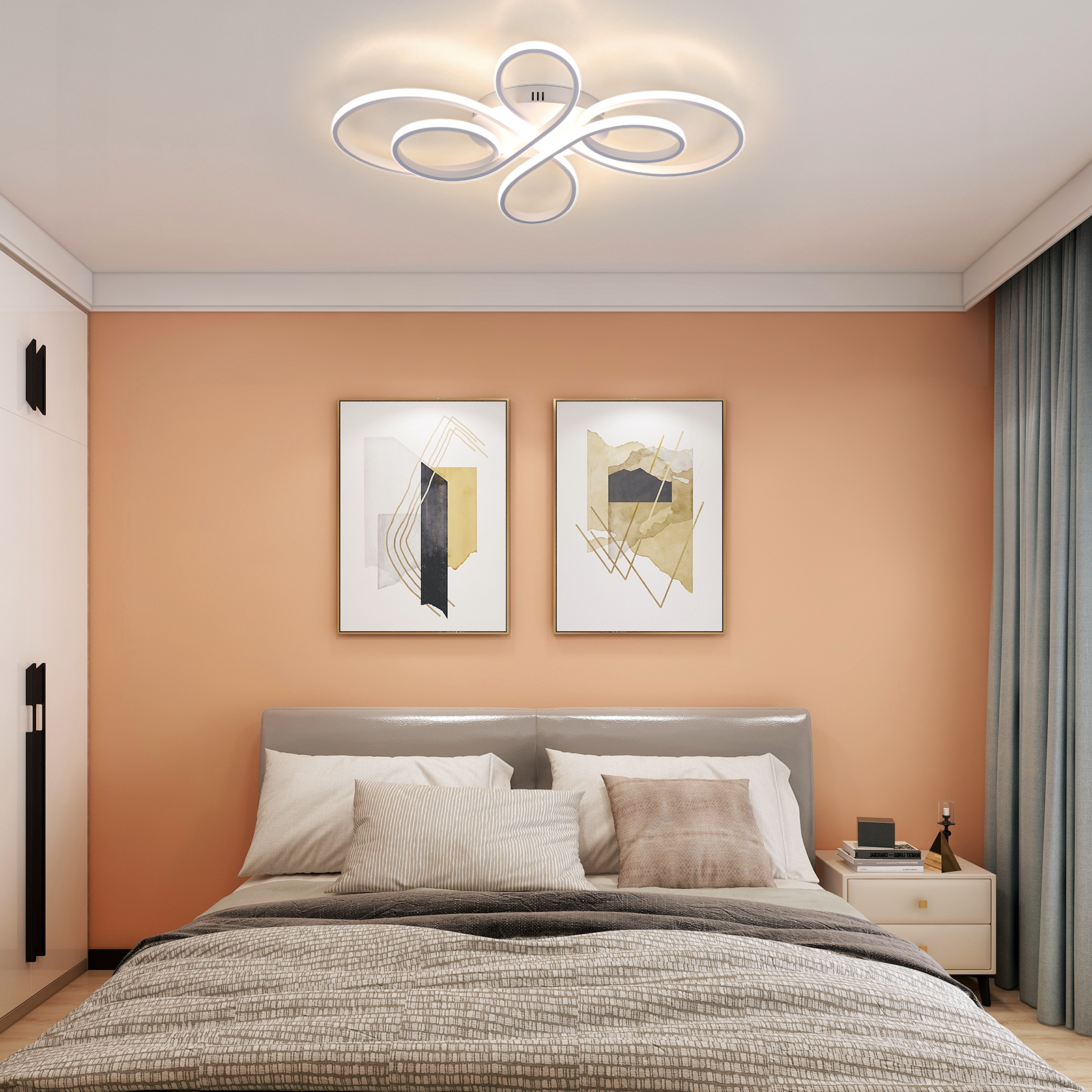 ZMH Lampada da soffitto plafoniera LED moderna bianca 40cm 30W 3000K luce calda