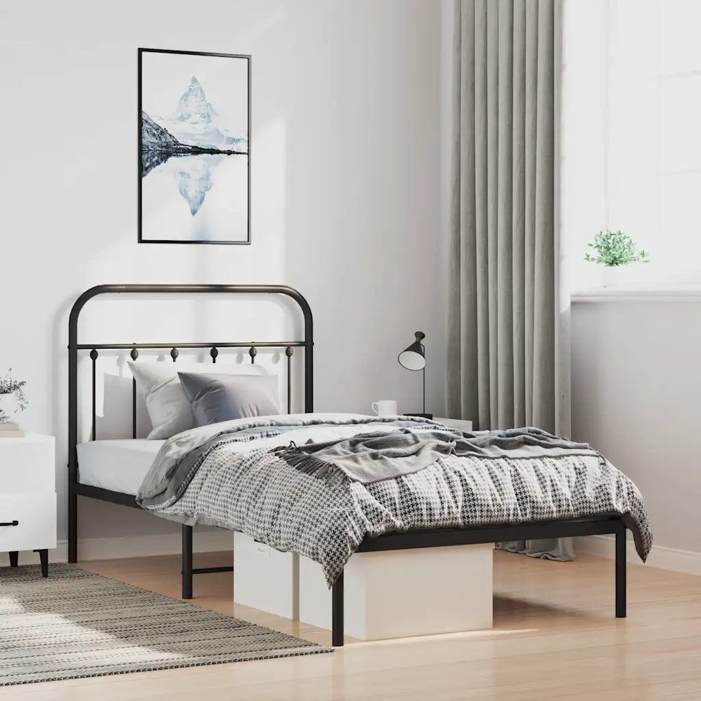 Giroletto con Testiera in Metallo Nero 100x190 cm