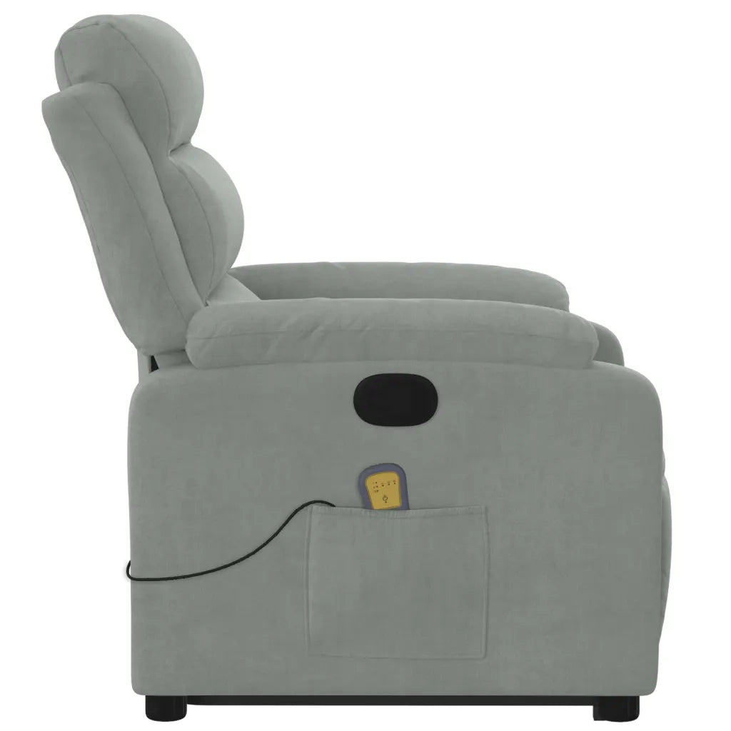 Poltrona Alzapersona Reclinabile Grigio Chiaro in Velluto 3205103
