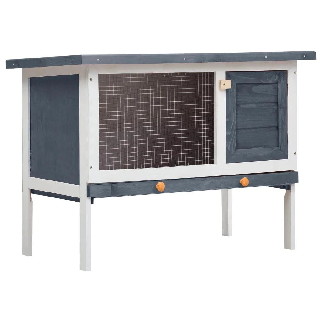 Gabbia/conigliera da esterno 1 piano 90 x 45 x 65 cm legno grigio 02_0000583