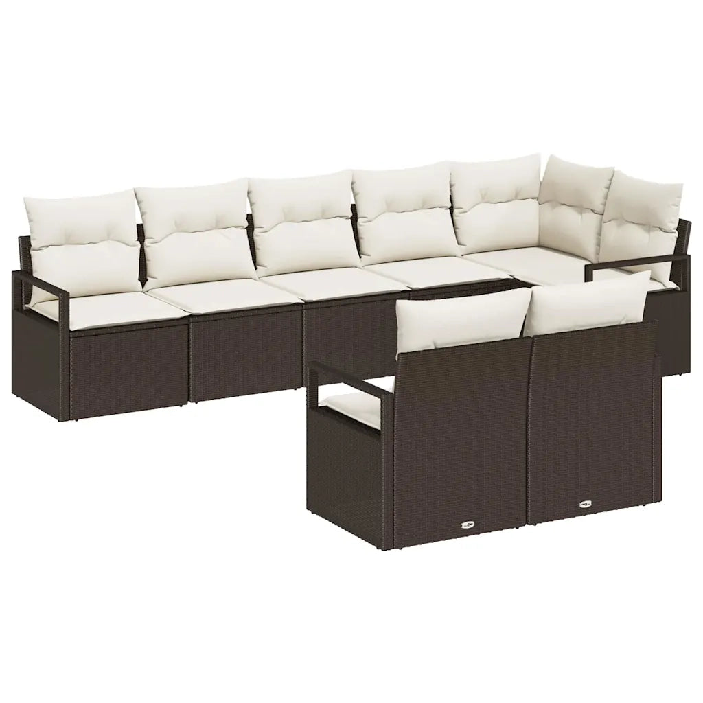 Set Divano da Giardino 8 pcs Marrone e bianco polyrattan 3355097