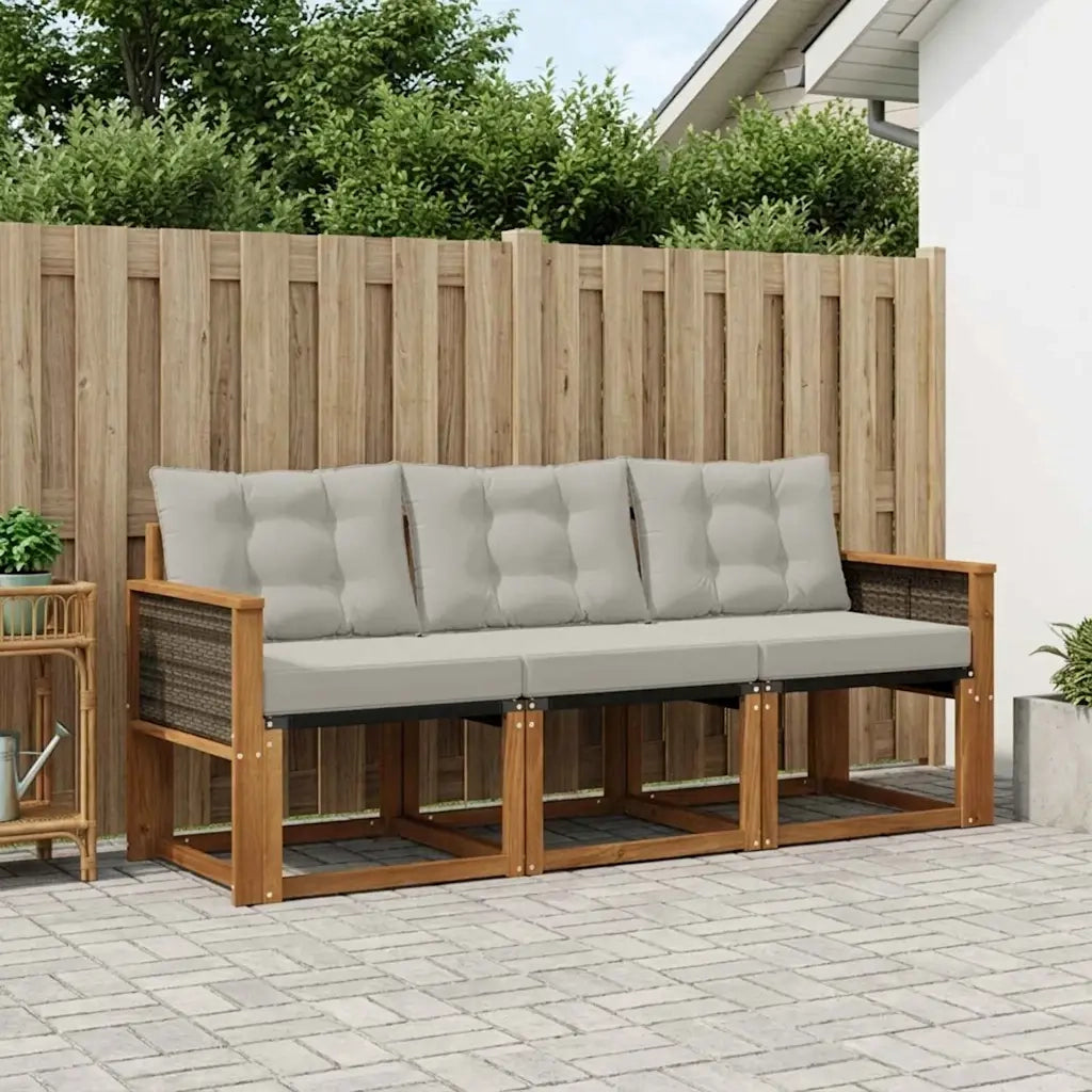 Set di divani da esterno 3 pcs Naturale e Grigio Chiaro 3381739