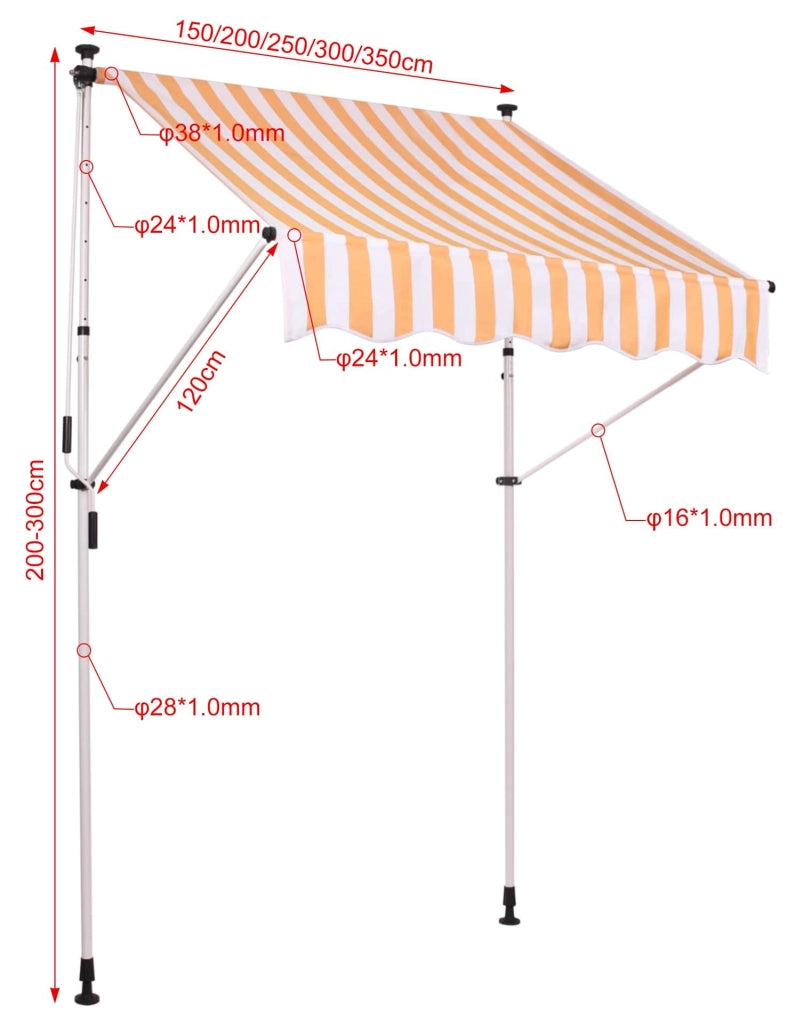 Tenda da sole Westerly con morsetto 350x120 cm,Bianco/giallo