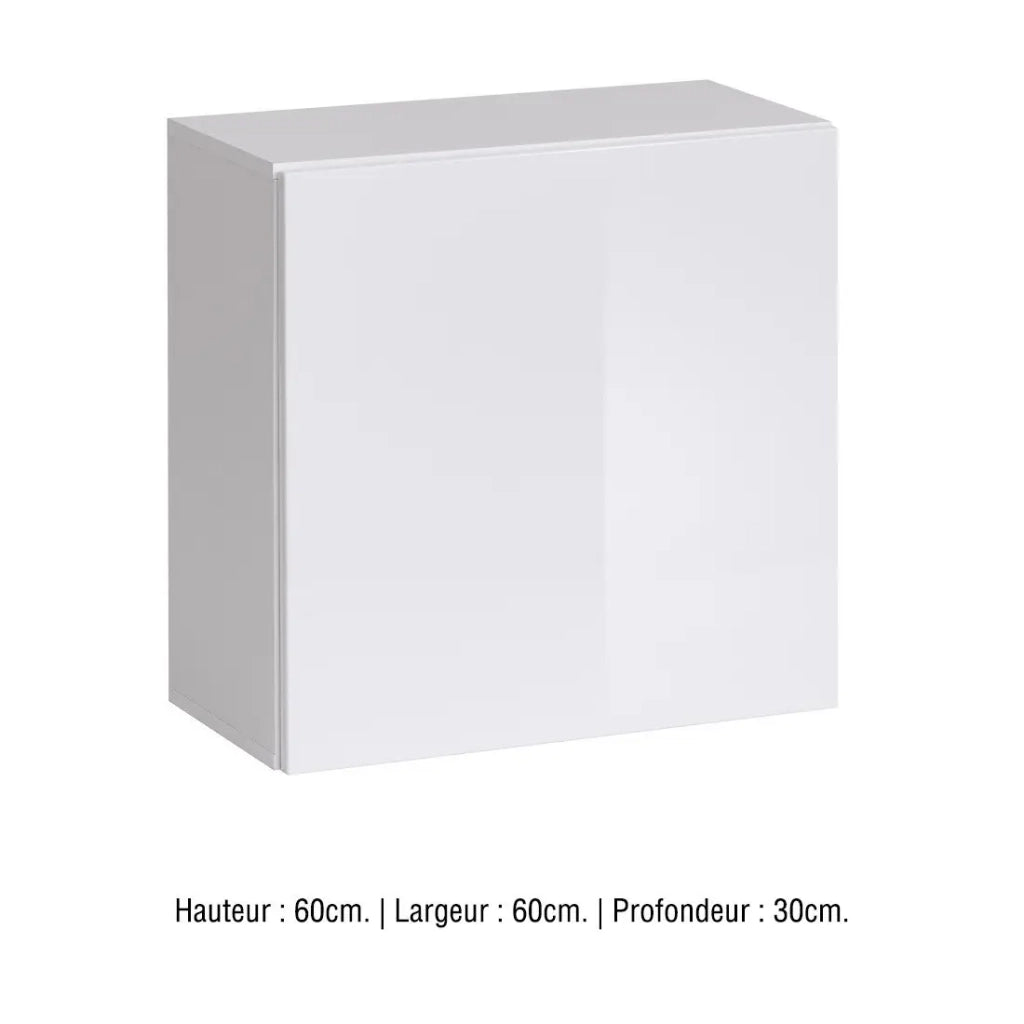 Mobile a cubo sospeso colore bianco 60x60cm per soggiorno collezione SWITCH.