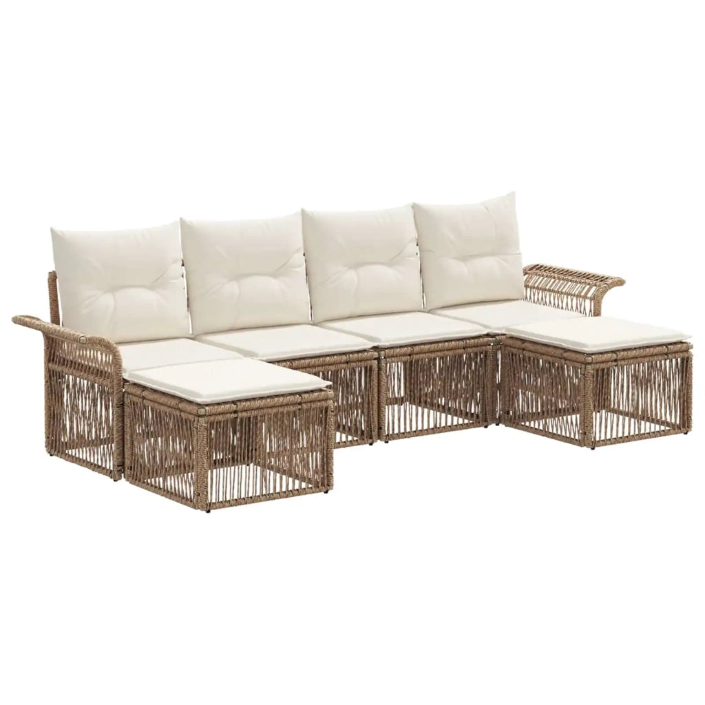 Set Divano da Giardino 6 pcs Beige polyrattan 3434910