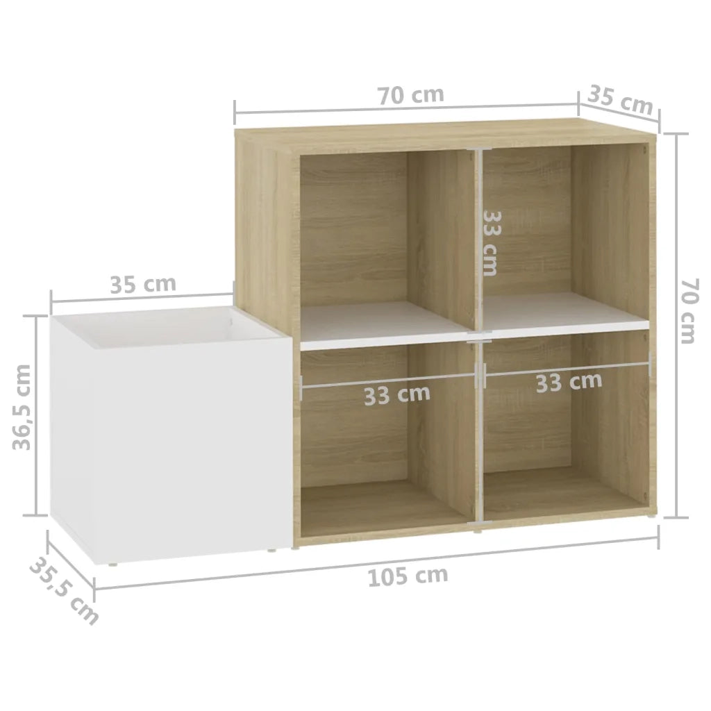 Scarpiera | Mobile per scarpe Ingresso Bianco Rovere Sonoma 105x35,5x70 Multistrato