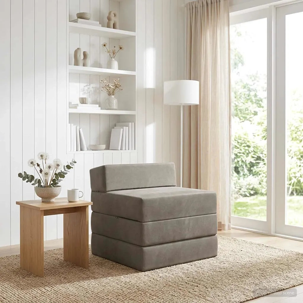 Divano Letto Pieghevole Grigio Chiaro 200 x 70 x 15 cm Velluto 900007