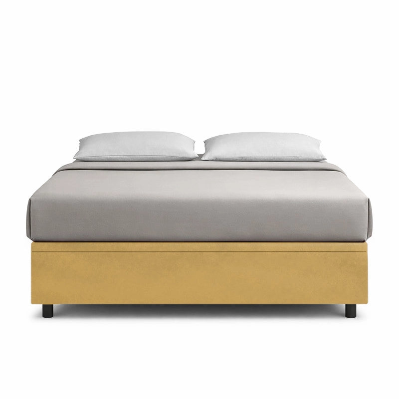 Letto imbottito Matrimoniale 160x200 cm BoxMax - Contenitore,Microfibra,Ocra