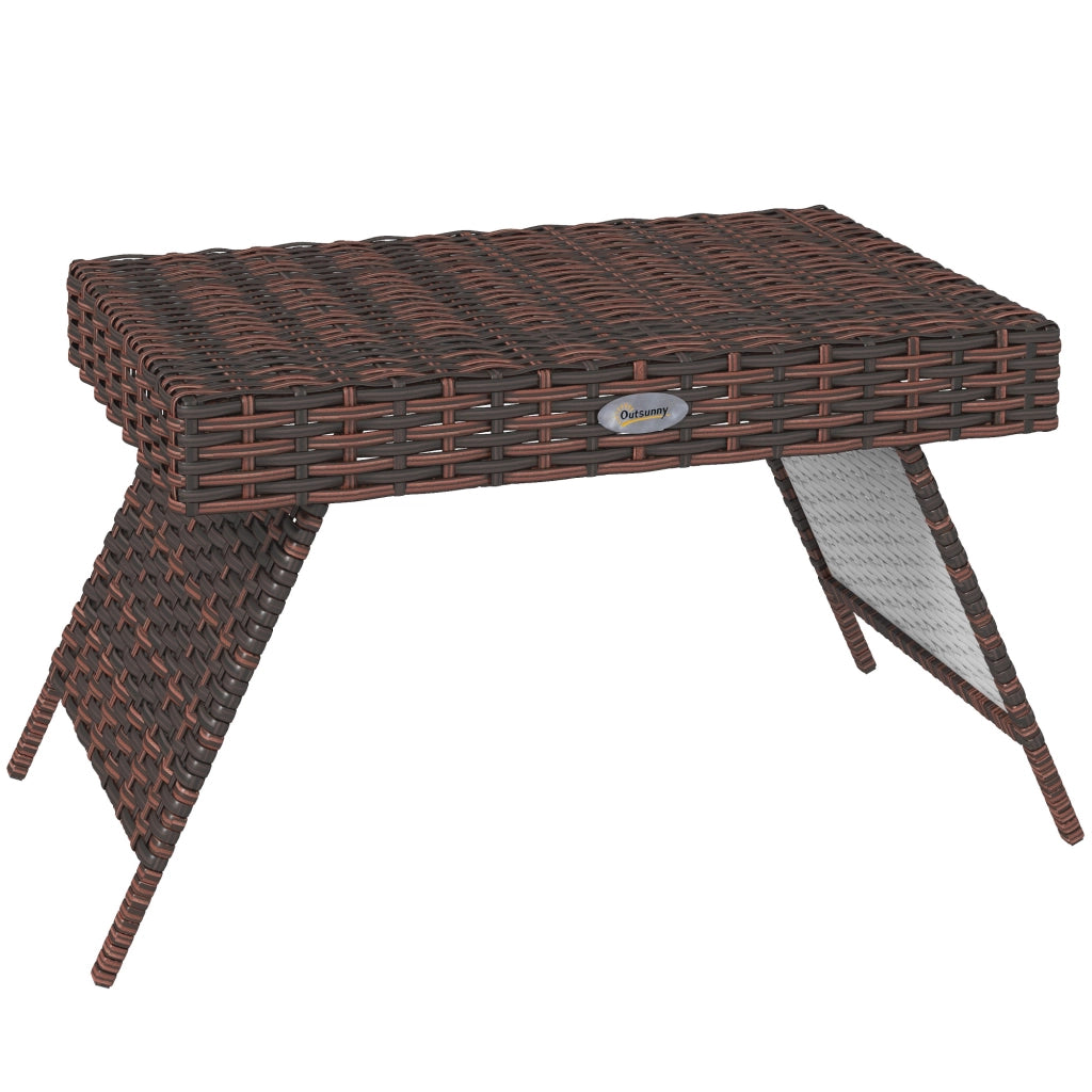 Tavolo da giardino pieghevole in rattan, resistente alle intemperie, marrone, 60x41x41 cm, ideale per balcone e terrazzo.