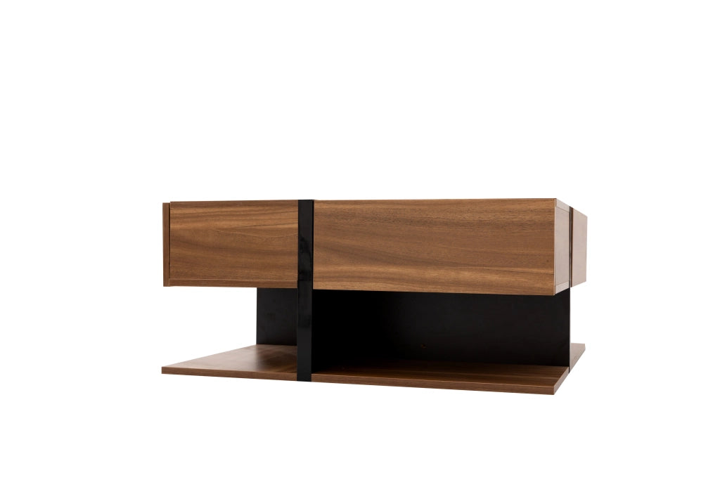 TAVOLINO Quadrato 78x78x36 cm in pannello di legno Naturale con 4 cassetti