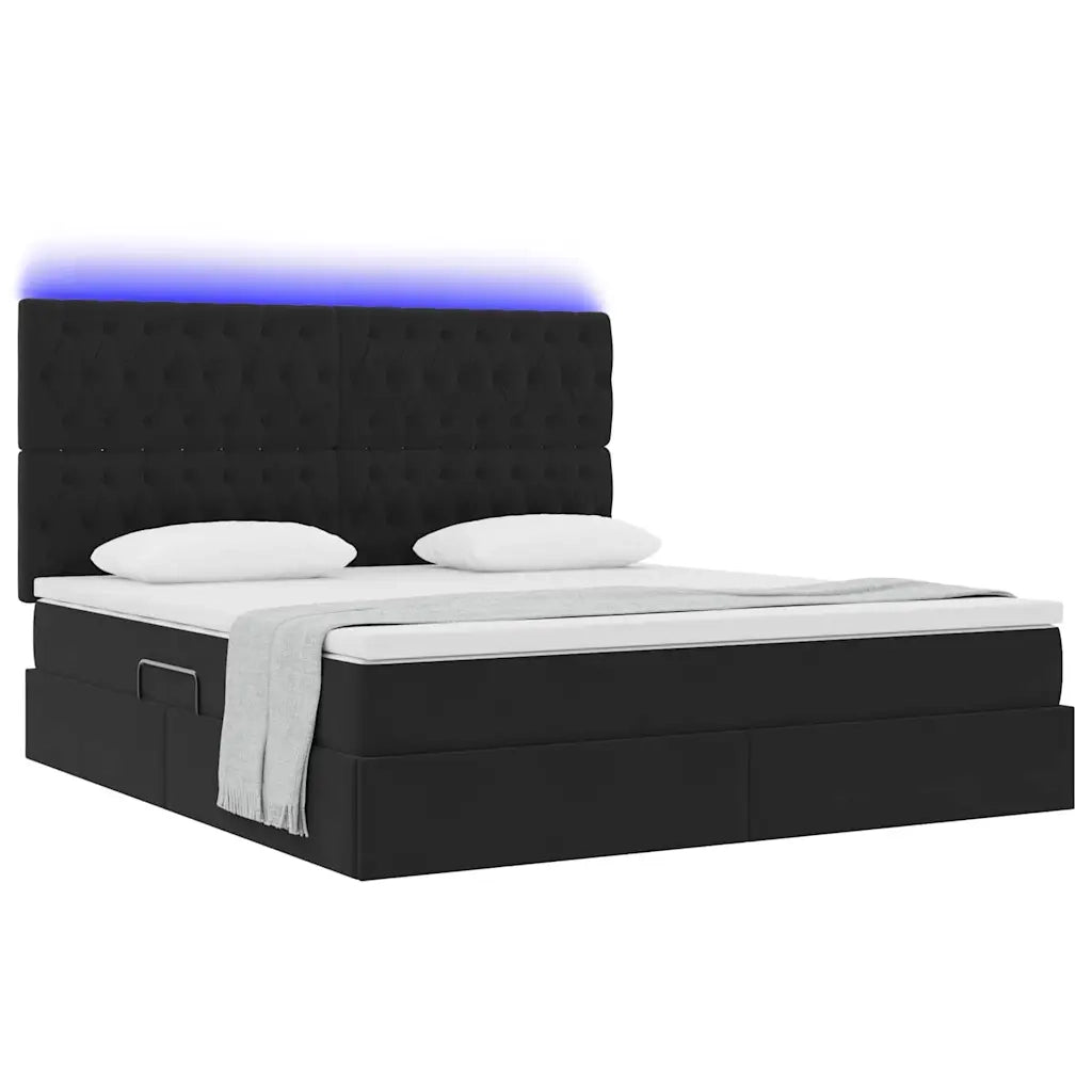 Letto con contenitore e LED con led Nero 180 x 200 cm Velluto 3372743
