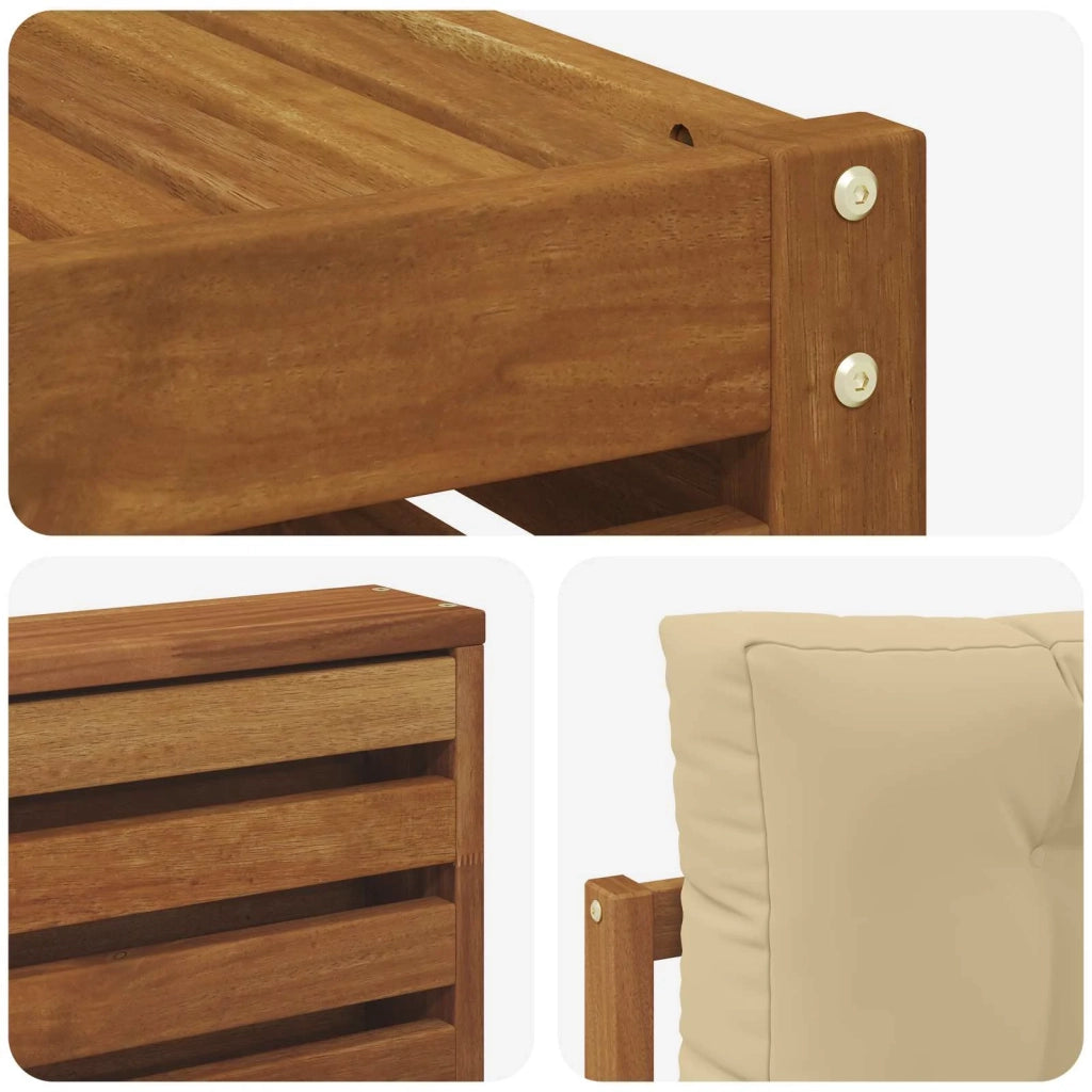 Set di divani da esterno con cuscino 9 pcs Naturale e Beige