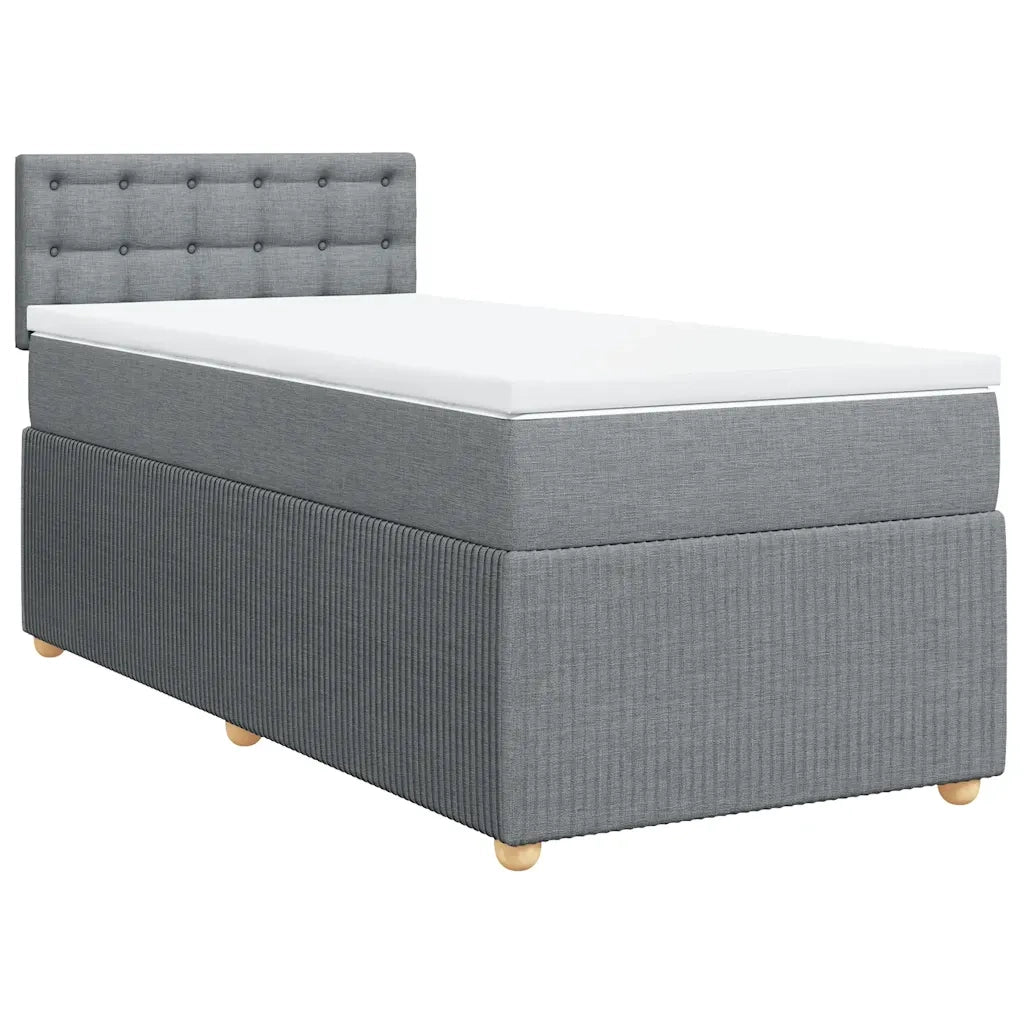 Giroletto a Molle con Materasso Grigio Chiaro 90x190 cm Tessuto