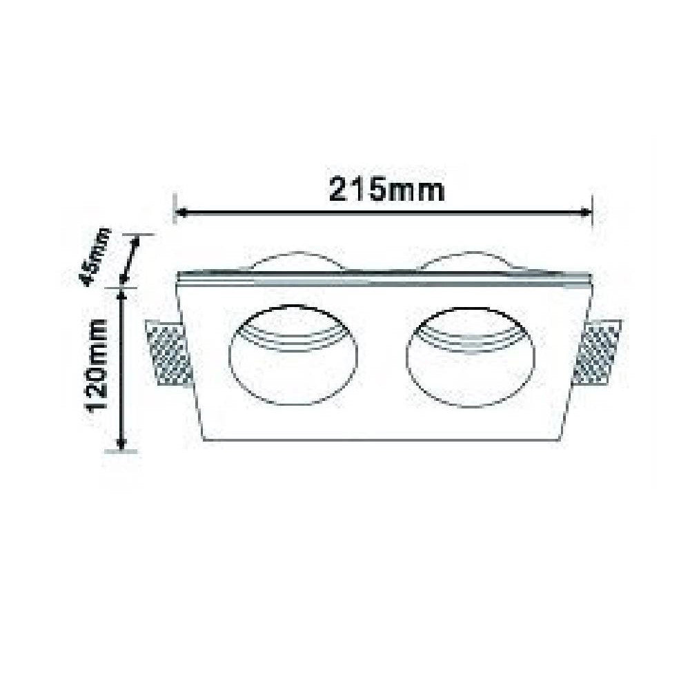 Trade Shop - Portafaretto Gesso Doppio Rotondo Incasso A Scomparsa 2 Portalampada Gu10 Gs-24 -
