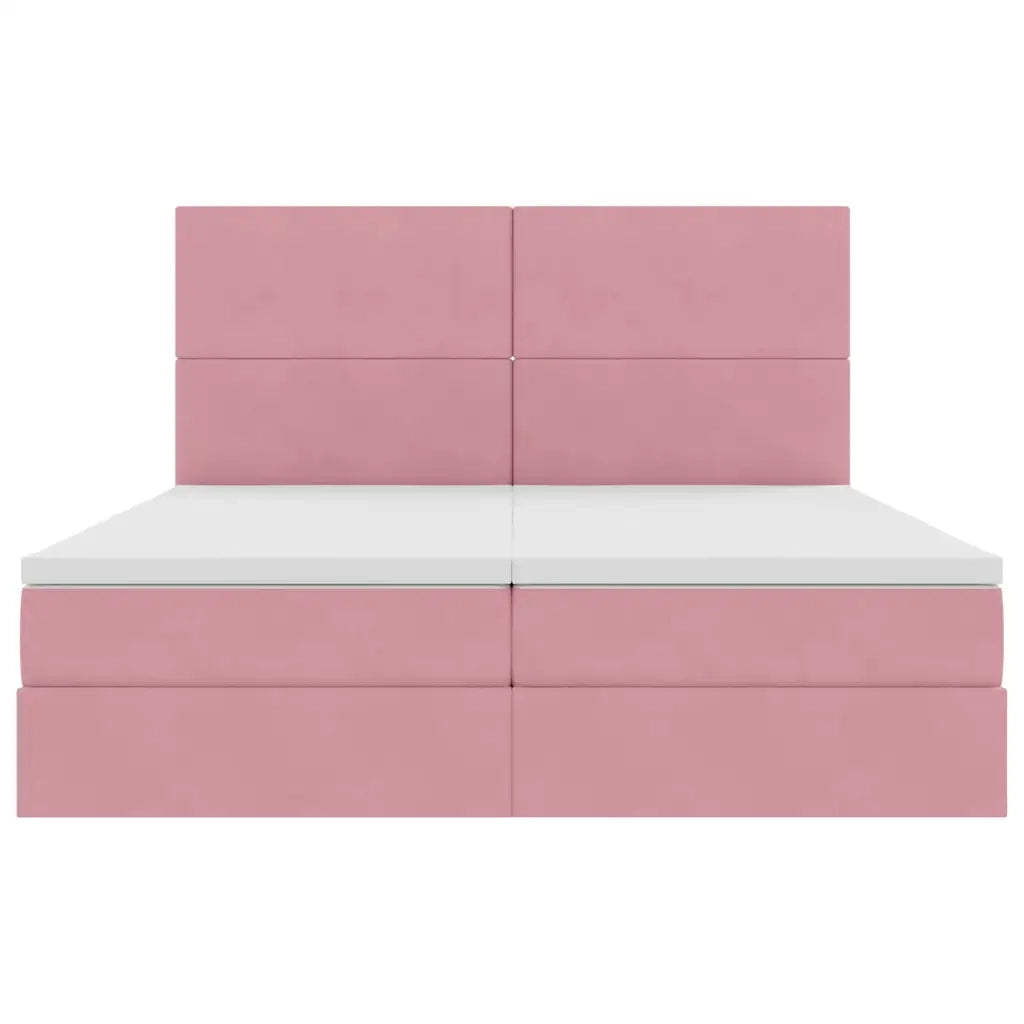 Letto con Contenitore con materasso Rosa 200 x 200 cm Velluto