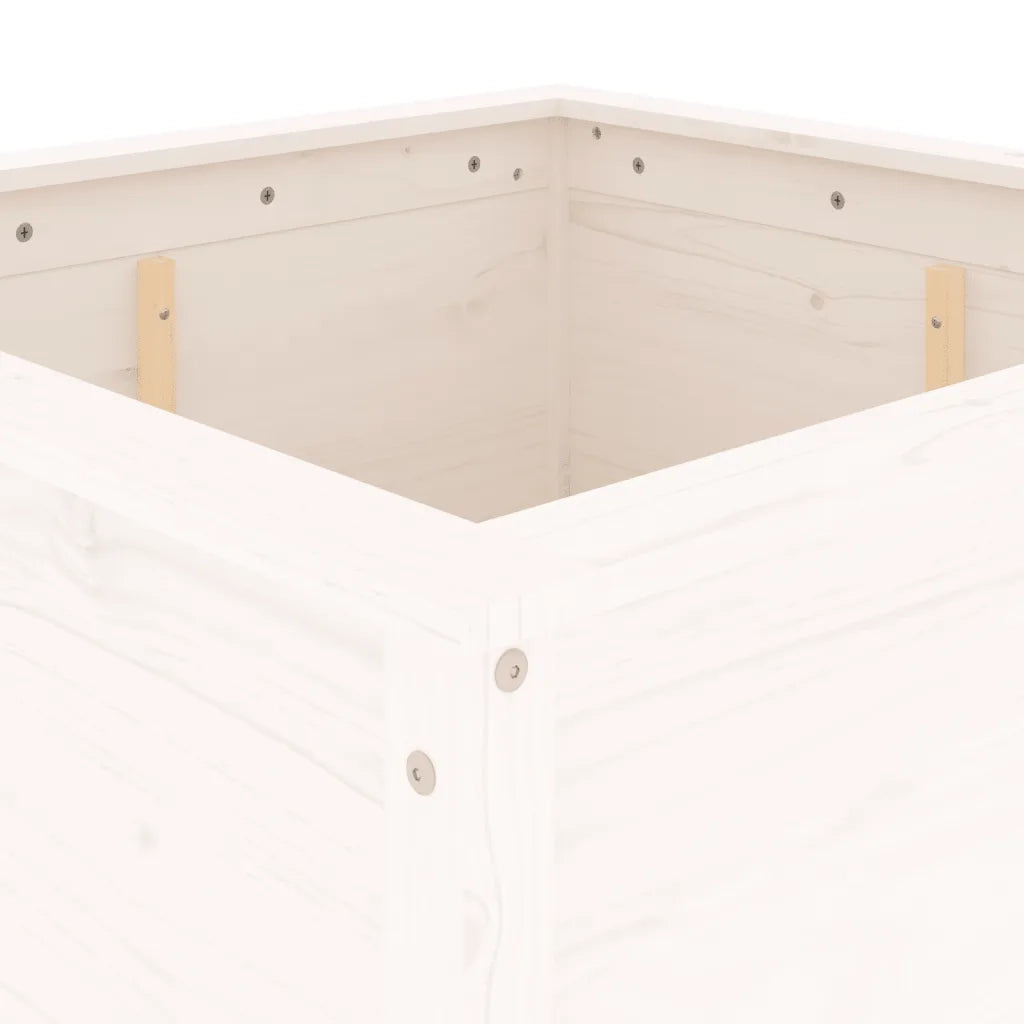 Fioriera da Giardino-Vaso da Esterno Bianca 82,5x82,5x78cm Legno Massello Pino