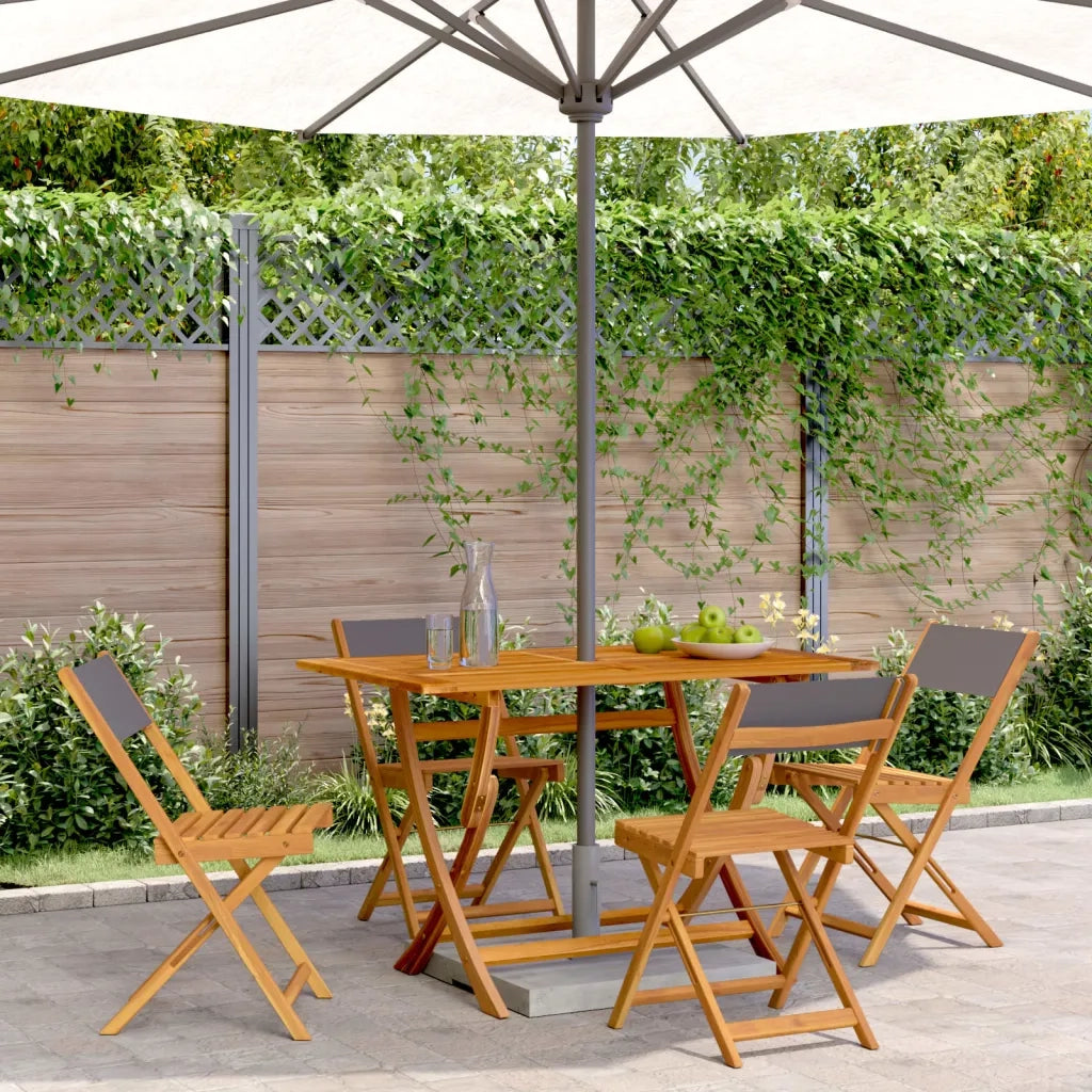 Sedie Giardino Pieghevoli 4 pz | Sedie da Esterno Antracite Tessuto Legno Massello