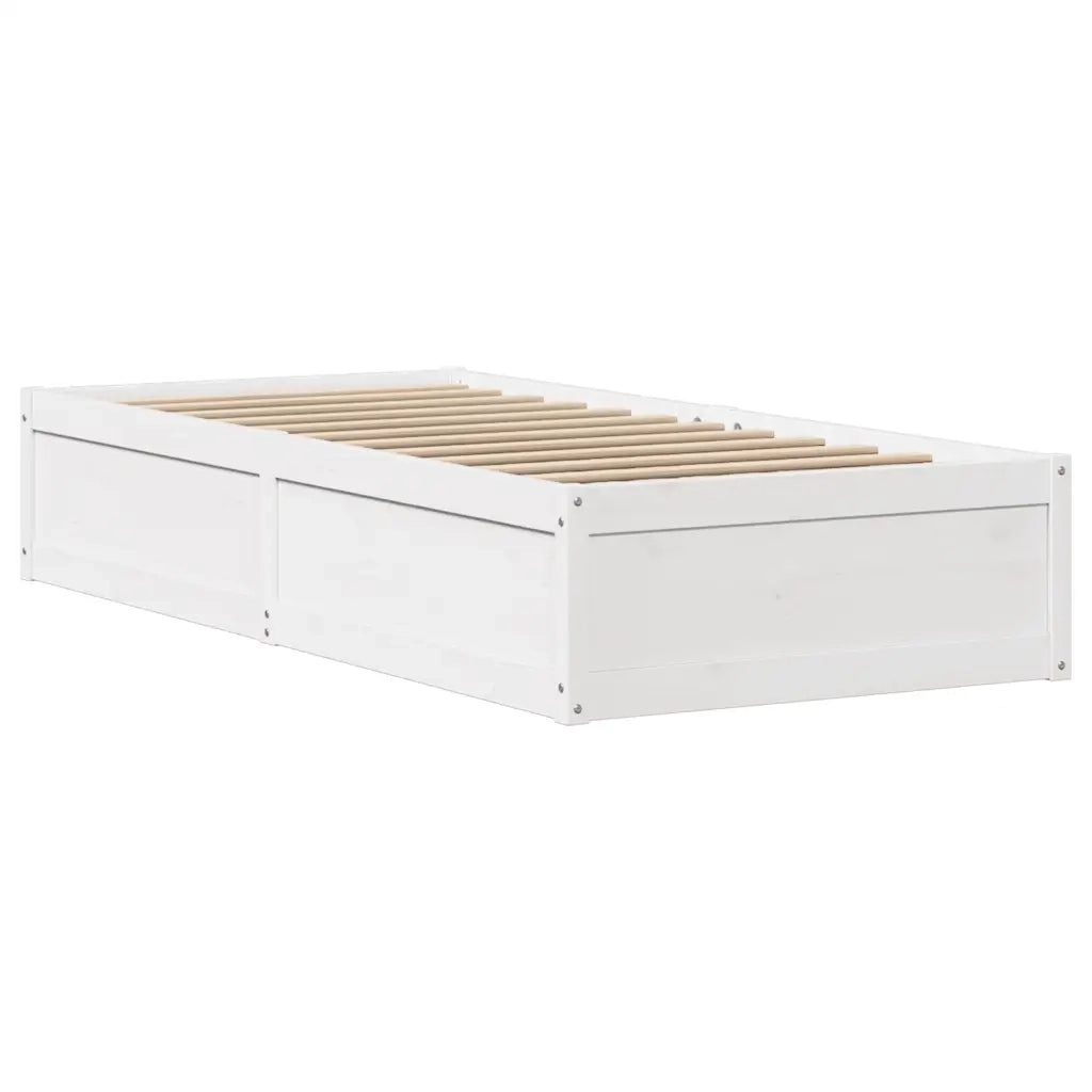 Giroletto con Testiera Bianco 90x200 cm Legno Massello di Pino 3307093