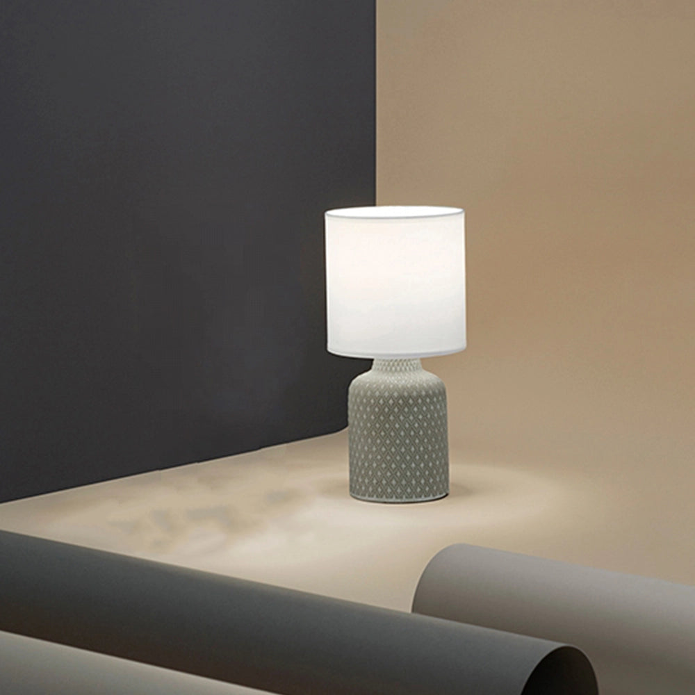 Lampada Scrivania Provenza Ceramica Beige Tessuto Bianco 1 Luce E14