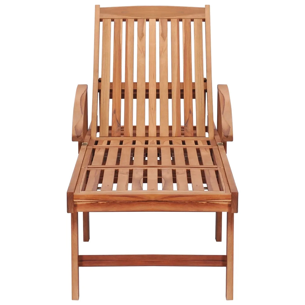 Sdraio 2 pz con Tavolo e Cuscino Crema Legno Massello di Teak 3063008