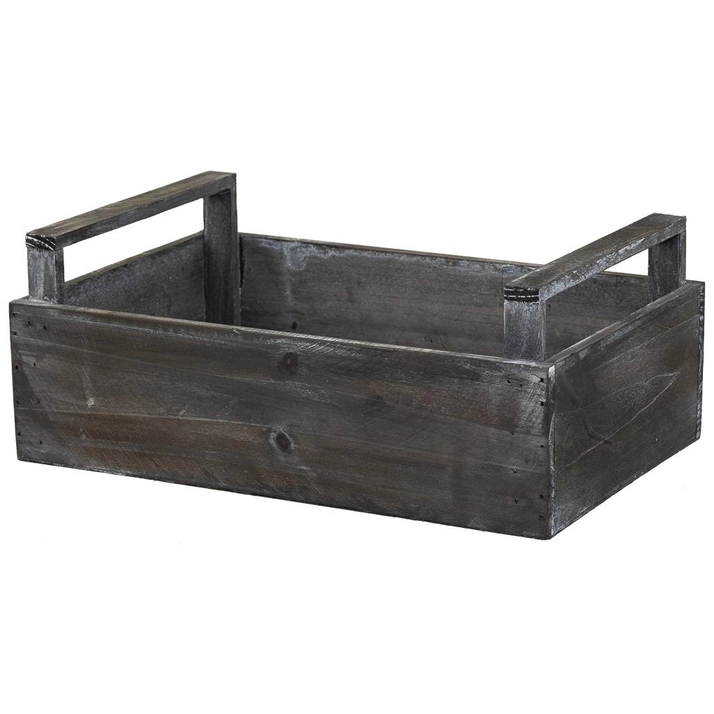 Cesto in legno grigio 33x21x9/13 h