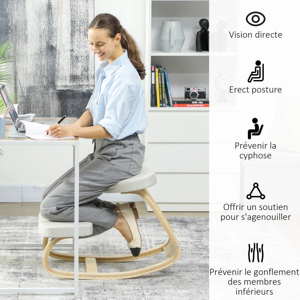 Sedia ergonomica da ginocchio in legno ¨C zephmum ¨C crema
