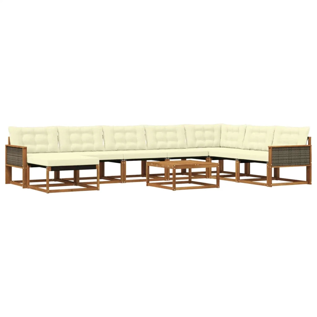Set di divani da esterno con cuscino 9 pcs Naturale e Crema 3381626