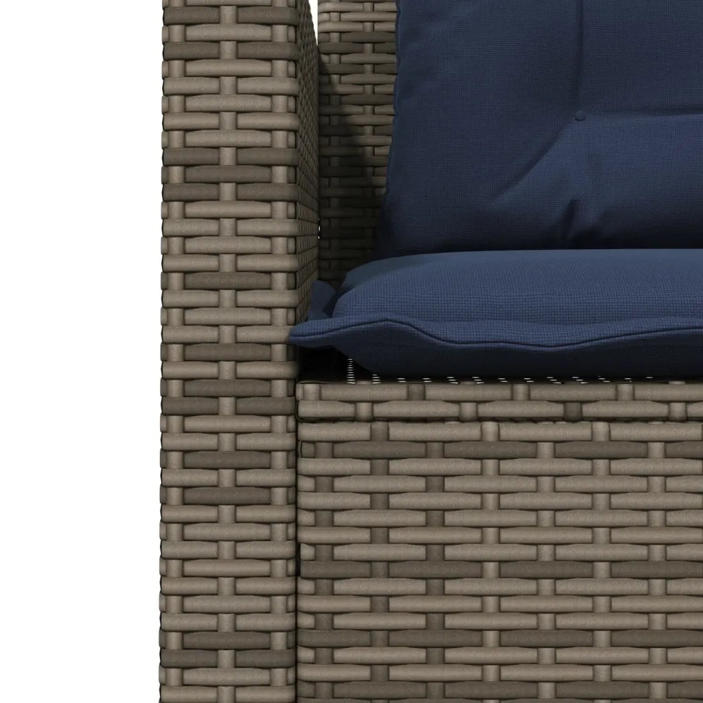 Divano da giardino con Tavolino e cuscini a forma di L in Polyrattan Grigio 369034
