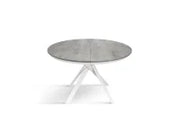 PAZZO DESIGN Tavolo Allungabile con Gambe Incrociate rotondo, Made in Italy, Basamento bianco, Grigio cemento