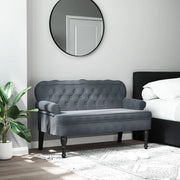 Panca con Schienale-Divano Sedia Grigio Scuro 119,5x64,5x75 cm in Velluto