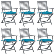 Sedie da Giardino Pieghevoli 6pz con Cuscini in Massello Acacia cod mxl 6483