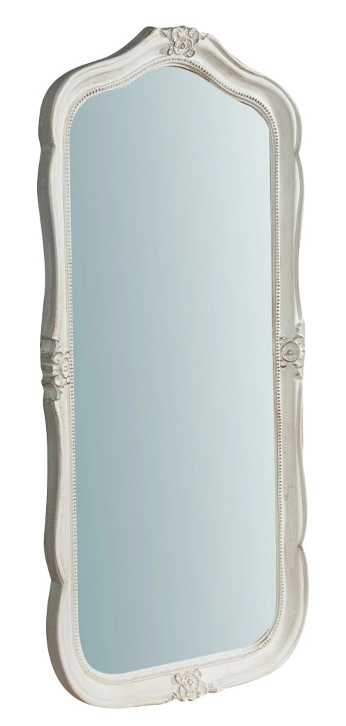 Biscottini Specchiera da parete in legno finitura bianco anticato L47xPR4xH100 cm Made in Italy