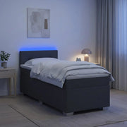 Letto con Box Spring, Materasso e LED Grigio Scuro 80 x 200 cm 3451813